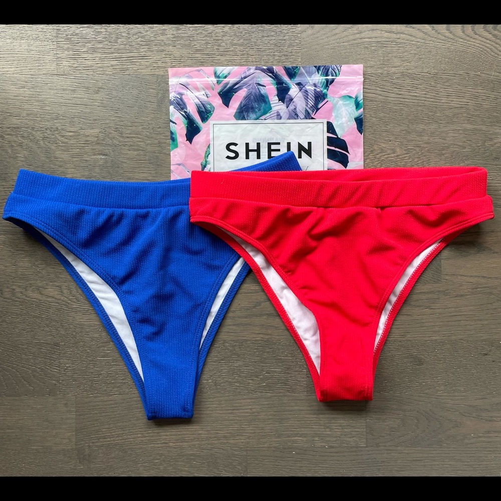 BNWOT 2 x SHEIN Ribbed/High Waist Swim Bottoms